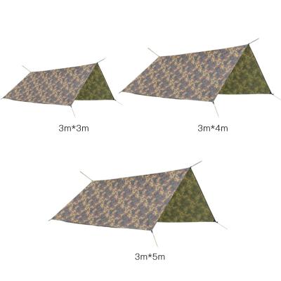 China Lightweight Waterproof 420D Oxford Cloth Army Green Rain Fly Shelter PU 3000 Coated Polyester Ripstop Lightweight Survival Sun Shelter for sale