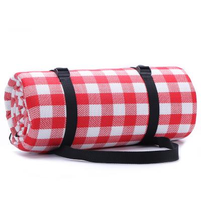 China New Arrival Oxford Waterproof Folding Fleece Picnic Blanket Red And Red Checkered Picnic Blanket for sale