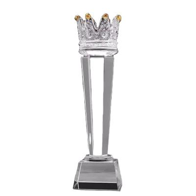 China Healthcare Institutes Custom logo blank glass Trophies Competition awards High quality Wholesale Creative Crown Crystal Trophy crafts Souvenir gift for sale