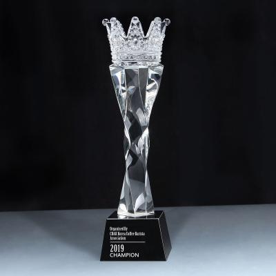 China China Transparent custom crown Trophy Twisted column Pentagram student birthday gift crystal trophy  Company employee award for sale