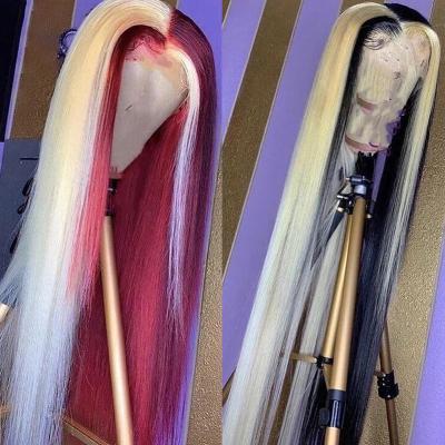 China Colored Silky Straight Wave Lace Wigs Pre Plucked With Color Guangzhou, Colored Full Lace Front Wigs With Hd Black Color Wholesale, Color Wigs Hair for sale