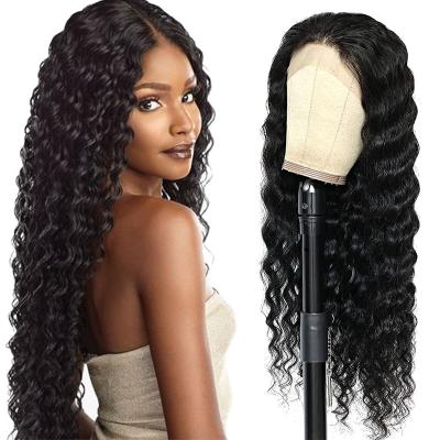 China Factory Price 180% 250% Deep Wave Wigs 10A Hair Lace Front Brazilian HD Pre Pluck Transparent Hair Lace Frontal Wigs for sale