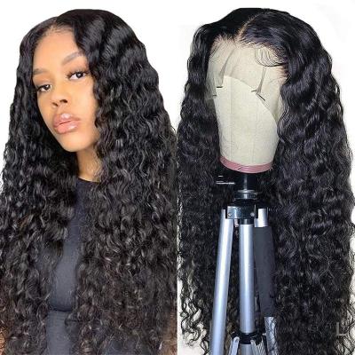 China Body Wave 10A 180% Virgin Water Wave Wigs Transparent Pre Plucked Hair Lace Front Brazilian Human Hair HD Lace Front Wig for sale