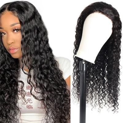 China Water Wave 2022 HD Lace Wigs Pre Plucked Bleached Curly Knots Closure Frontal Wig HD Lace Front Human Hair Lace Wigs For Black for sale