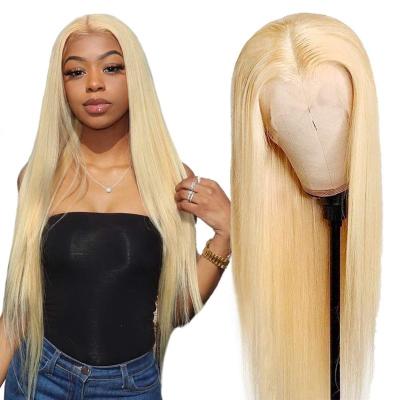 China Silky Straight Wave 150% High Quality 180% Pre Plucked Brazilian Hair HD Lace Frontal Wig 613 Swiss Lace Frontal Wigs Transparent for sale