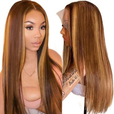 China Silky Straight Wave Brazilian Hair High Quality HD Lace Frontal Wigs Pre Plucked 13*4 Lace Frontal Wig Transparent For Black Women Piano Hair Wig for sale