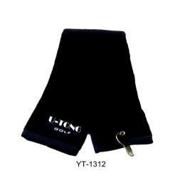 China 100% cotton black golf sports towel with hook and customized logo for promotion for sale