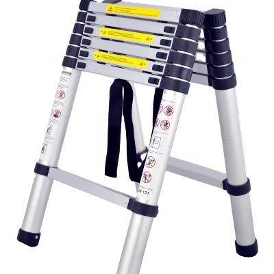 China Professional Side Retractable Double Step Collapsible Folding Ladder Folding Ladders Design Telescopic Ladder for sale