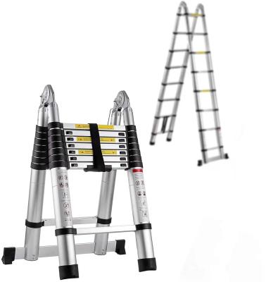 China Easy Side Strong Multi Purpose Double Folding Ladders 5.0M Quality Telescopic Storage Ladder With Joint Hinges for sale