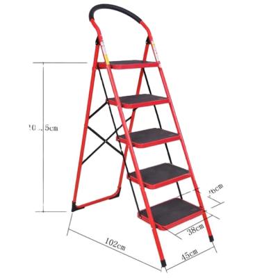 China Folding Ladders Household Folding 5 Step Steel With Handle Multifunctional Step Chair Ladder Safety Ladder en venta