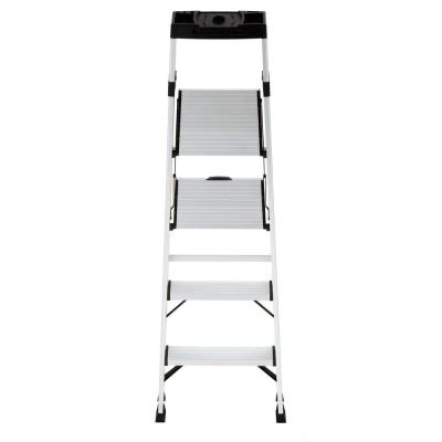 China Folding Ladders 4-Step Hybrid Aluminum Step Stool Ladder With Tool Storage Tray For lidl Household Aluminum Ladder Te koop