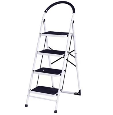 China Home Use Folding Steel Folding Ladders 4 Step Ladder Movable Ladder With Handrail for sale