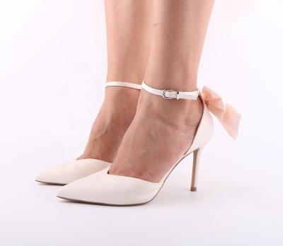 China 2021 Success Chic Bow Knot Stiletto Heels High Quality Satin Breathable Elegant Bridal Shoes Wedding Shoes For Women And Ladies for sale