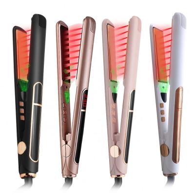 China High Quality LCD Temperature Display Tourmaline Coating Ceramic Infrared Flat Iron Straightening Irons Professional Private Label Hair Straightener for sale