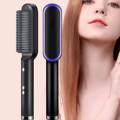 China Home Safe Luxury Easy To Use Private Label Titanium Dishes Use Iron Curly Hair Straightener Professional Ceramic Flat Brush for sale