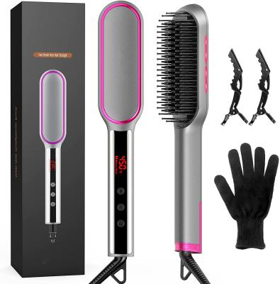 China Multifunctional portable usb wireless ptc 2 ceramic enthusiast in 1 electric hair curling styler comb flat iron hair straightener brush for sale