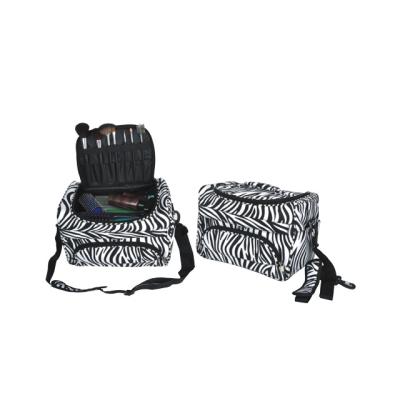 China Hairdressers Barber Tools Bag, New Hairdressing Kit Large Capacity Zebra-stripe Style Salon Barber Pouches for sale