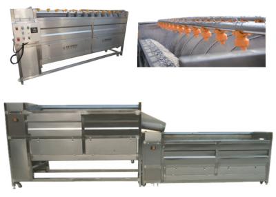 China Washing / Cleaning / Peeling Fruit And Vegetable Processing Line With Brush Rollers for sale