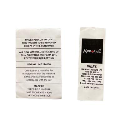 China Washable high quality custom nylon taffeta wash care label fabric with washing instruction and different size for sale