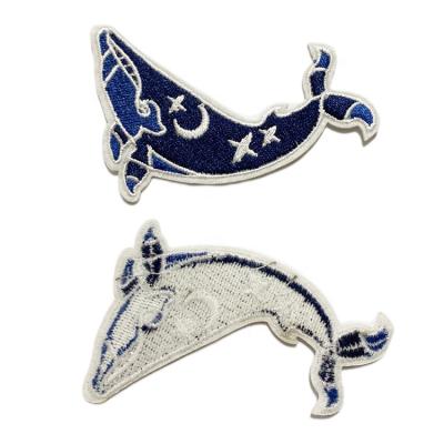 China Custom Viable Dolphins Logo Embroidery Patches animal with iron on backing for sale