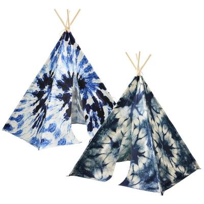 China Eco-friengly Asweets Cotton Canvas Tie Dye Indoor Play Kids Play Tent Kids Teepee Tent for sale