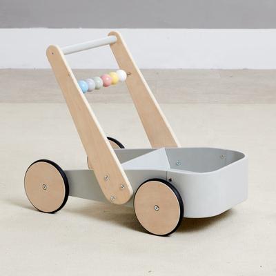 China Asweets Early Educational Walk Wooden Education Cart Push And Pull Baby Walker For Toddler for sale