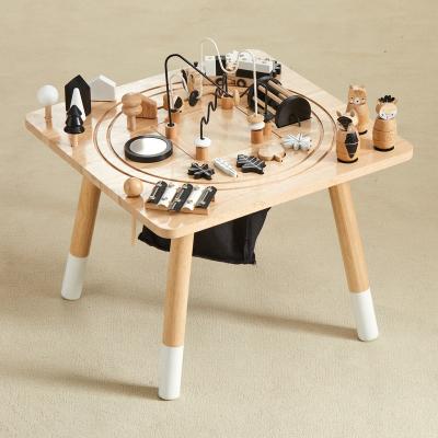 China Exclusive Asweets Design Early Education Child Game Table Baby Wooden Activity Cube Table for sale