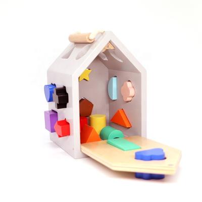 China 2022 Early Educational Newcomer Asweets House Match Wooden Toy Education Hip Shape Sorting Game for sale