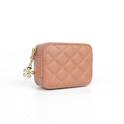 China PORTABLE Wholesale Custom Made High Quality Ladies Leather Zipper Coin Purse Mini Cosmetics Makeup Lipstick Key Storage Stitched Bag In Stock for sale