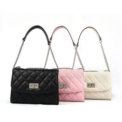 China Fashion Ladies Classic Bag Solid Color Diamond Quilted Chain Flap Bag Square Genuine Leather Cross Small - Body Bags for sale