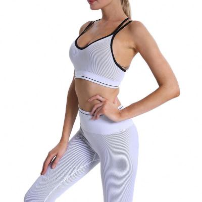 China Breathable Custom Solid Logo Fitness Suit Women Yoga Pants Seamless Thread Fitness Yoga Set Sports Wear for sale