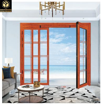 China Lock Red PT Door Powder Coated Aluminium Sliding PT Doors 2mm Frame for sale