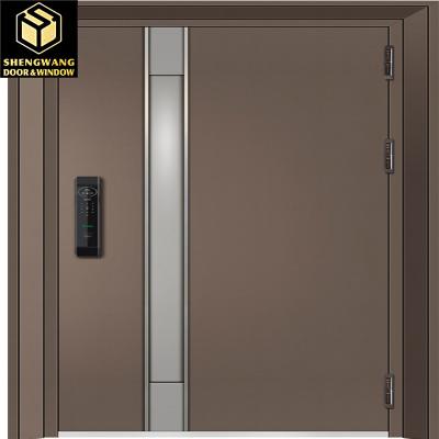 China Heat Insulation Brown Modern Aluminum Entry Doors Waterpfoof Front Door Aluminum for sale