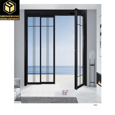 China 5mm 9A 5MM Black Aluminium Glass Doors Office Swing Half Aluminium Glass Hinged Door for sale