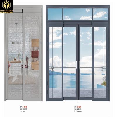 China Surface Mount Office Swinging Half Door Triple Double Glass Hinged Indoor Door for sale