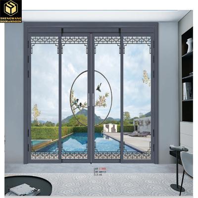 China White Aluminum Sliding Glass Door Insulated Glass Aluminium Glazed Sliding Doors Thermal Insulation for sale