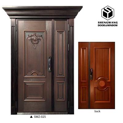 China Brown Weather Resistant Aluminium Glass Hinged Door Aluminium Pivot Door for sale