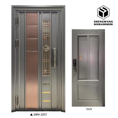 China Commercial 4 X 8 Black Aluminum Interior Doors Fire Rated Metal Doors With Finishing Panel for sale