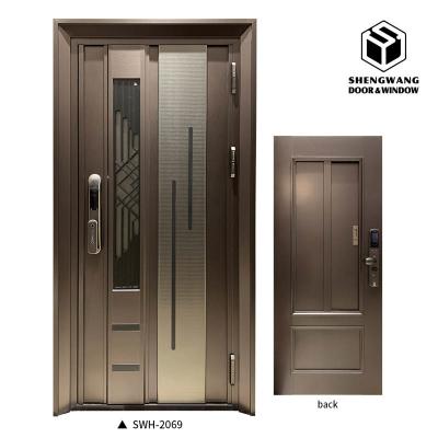 China Silvery Fireproof Aluminium Bedroom Door Customized Color Mdf Solid Core Door ODM for sale