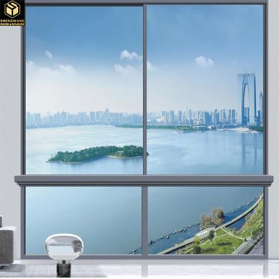 China Powder Coated Aluminum Sliding Swing Window Black Slide Up Aluminum Window for sale