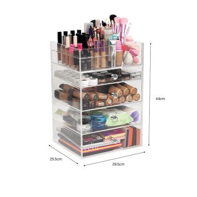 China High End Glamdisplay 4 Drawer Acrylic Makeup Organizer Acrylic Cosmetic Display Stand for sale