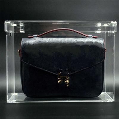 China Glamdisplay Custom High End Acrylic Filter Frame Perspex Handbag Clear Display Box for sale