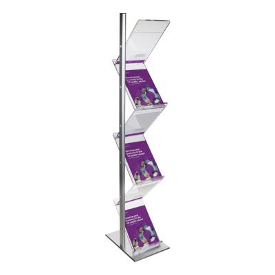 China High-end Zig Zag Brochure Flyer Display Stand Flyer Acrylic Stand Floor Newspaper Catalog Catalog Menu Display Stand for sale