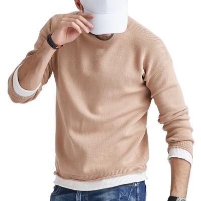 China Anti-Wrinkle Mens Sweaters Loose Solid Color Knitted Pullovers Sweater for sale