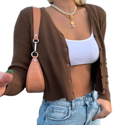 China 2021 Fashionable high quality custom made girls' crop top mujer cashmere Anti-wrinkle knitted women's cardigan sweaters for sale