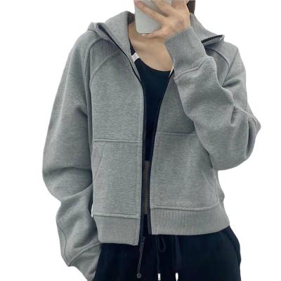 China Anti-Wrinkle Women's Sweatsuit Zipper Hoodie Women Crop Top Cotton Hoodie Jacket for sale