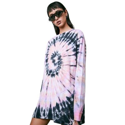 China Wholesale Cotton Blend Anti-Wrinkle Long Sleeve Sweatshirt OEM Womens Shirt Tie Dye Colorful Men's T-shirt for sale