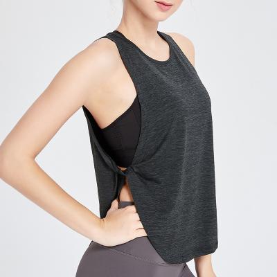 China Breathable Leisure Yoga Tank Tops Solid Color Comfort Non-sleeve Women's Loose Side Open Breathable Tops for sale