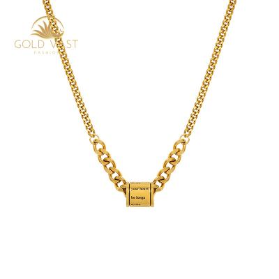 China Jewelry set 18k gold plated necklace jewelry fashionable stainless steel necklaces set gold link necklaces chain halskette miner collares for sale