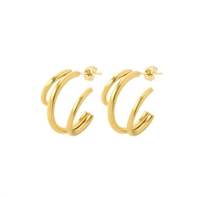 China FASHIONABLE Exquisite Gold Earring Studs Earrings For Women 2021 Gold Plated Jewelry Set Stainless Steel Stud Earrings for sale